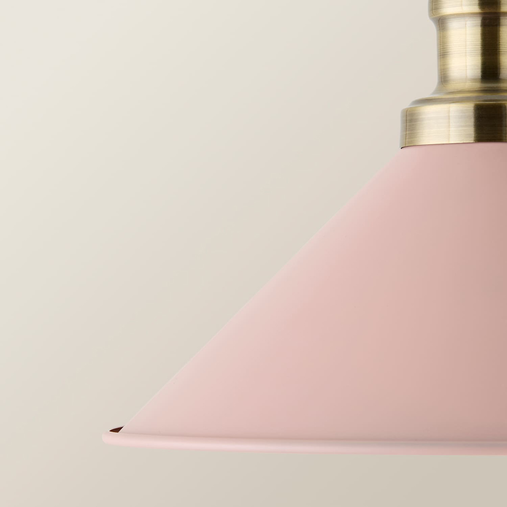 ValueLights Blush Pink Tapered Metal Shade with Rolled Edge and Metallic Fitting Image 4