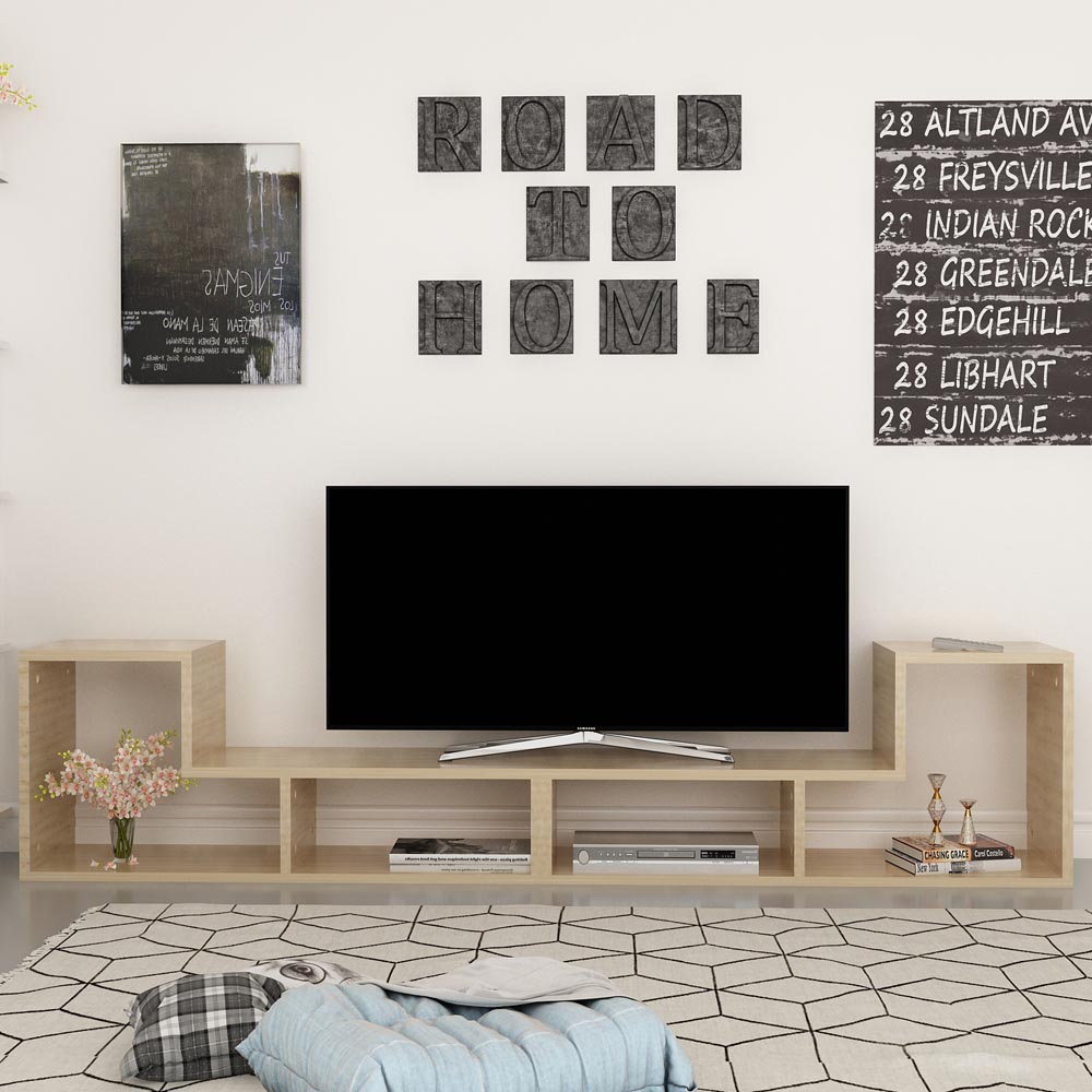 Decorotika Cubicco Oak Adjustable TV Unit Image 5