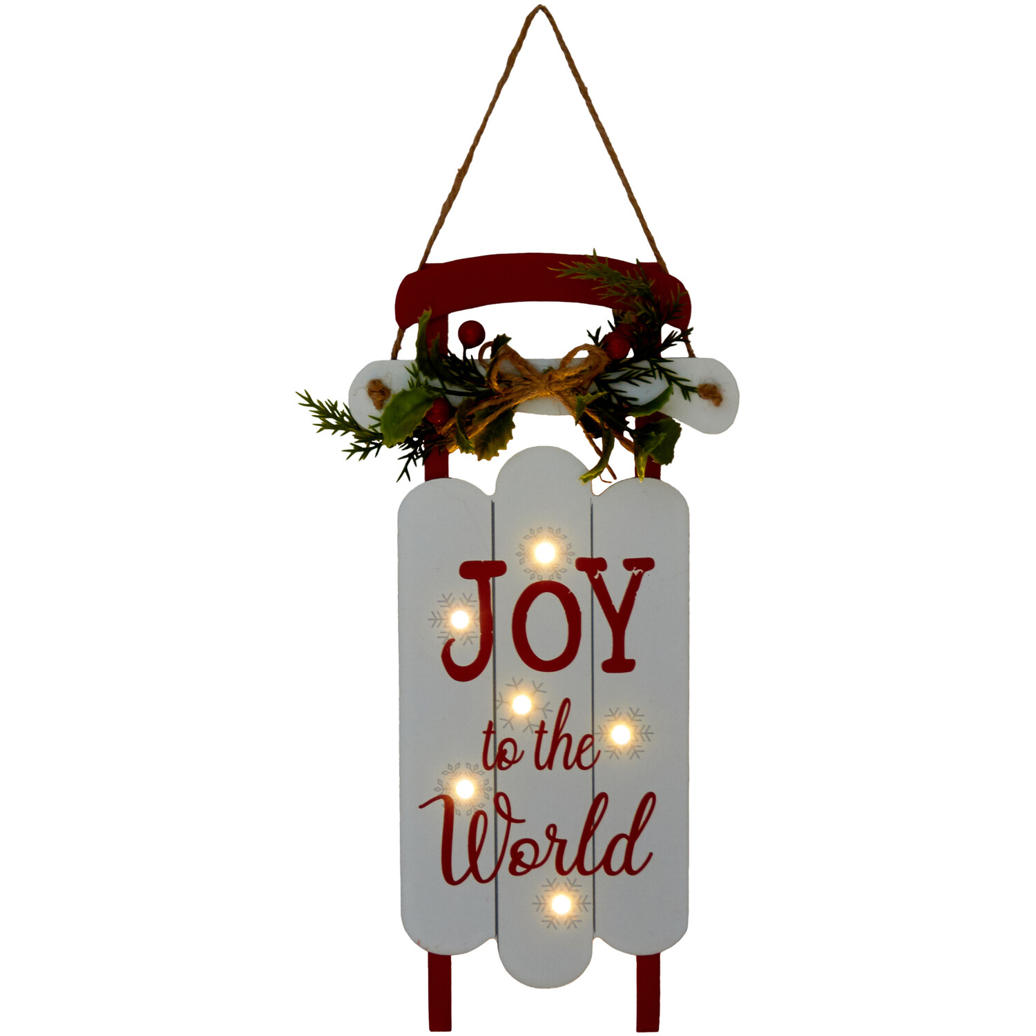 Mistletoe Cottage Hanging LED Sleigh Plaque - White Image 3