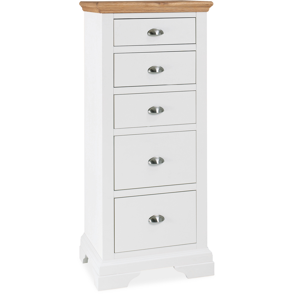 Bentley Designs Hampstead 5 Drawer Oak and Ivory Tall Chest Image 2