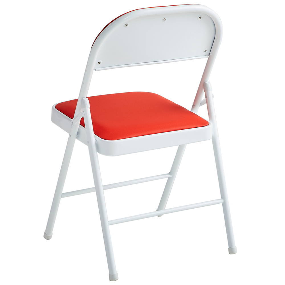 Set of 2 Red Padded Folding Metal Dining Chairs Image 3