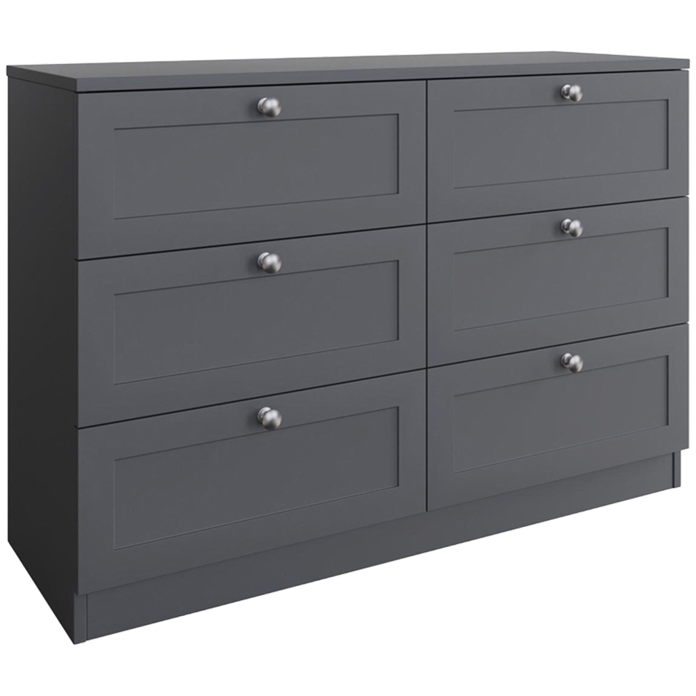 FWStyle Artus 6 Drawer Dark Grey Panelled Chest of Drawers Image 2