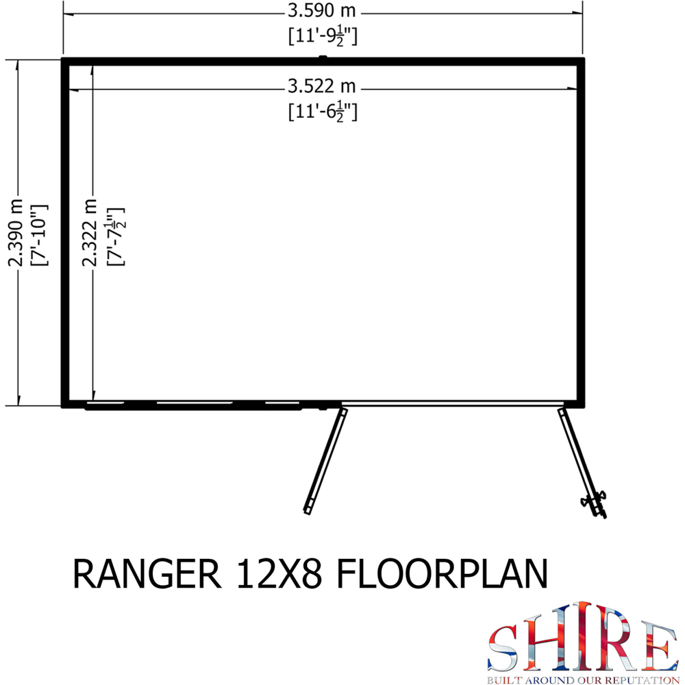 Shire 12 x 8ft Ranger Pent Shed Image 9