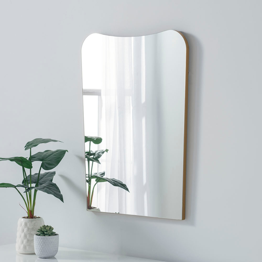 Yearn Contemporary Gold Curved Wall Mirror 79 x 56cm Image 2