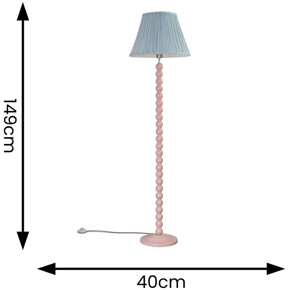 ValueLights Bobbins Blue Stripe Shade Rose Pink LED Floor Lamp Image 6