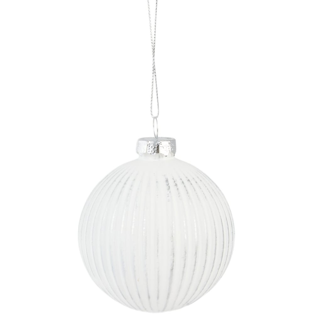 Pack of 6 Antique Glass Baubles White Image 2