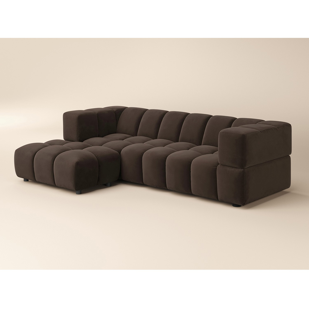 SOLACE+CO Jenson Brown 4 Seater Sofa with Footstool Image 3