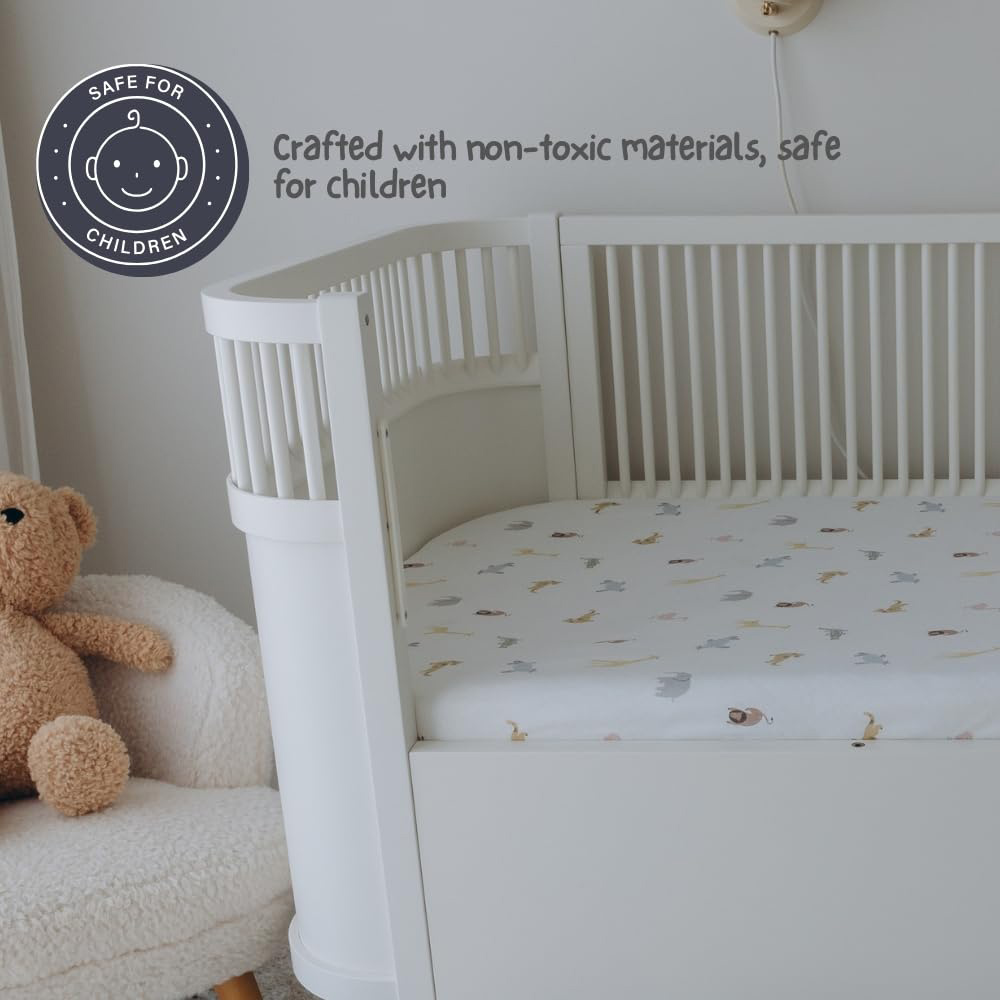 MHG Living Denim Blue and Animal Jersey Cotton Fitted Cot Bed Sheet 140 x 70cm 2 Pack Image 5