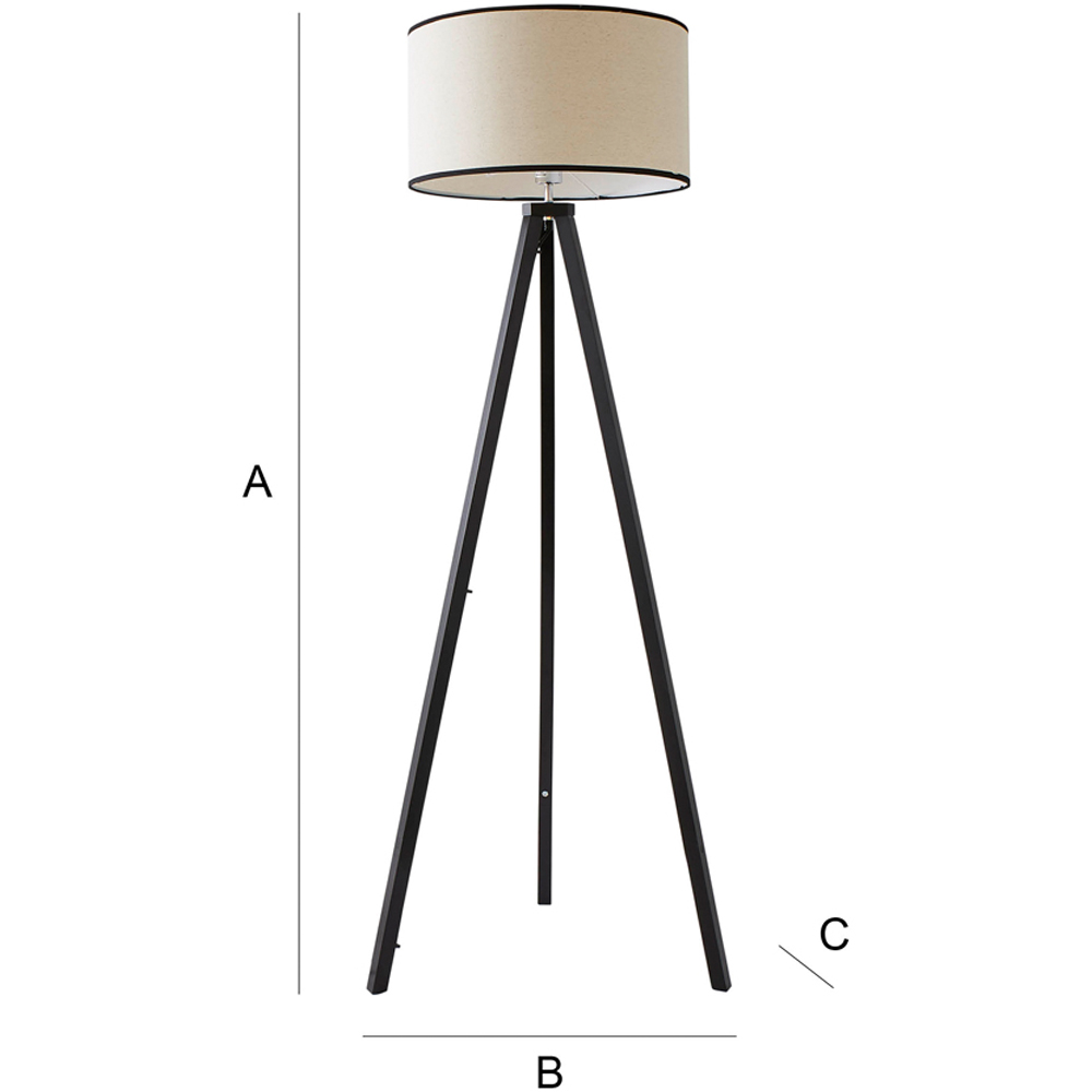 ValueLights Barbro Trim Drum Shade Black Tripod Floor Lamp and Bulb Image 7