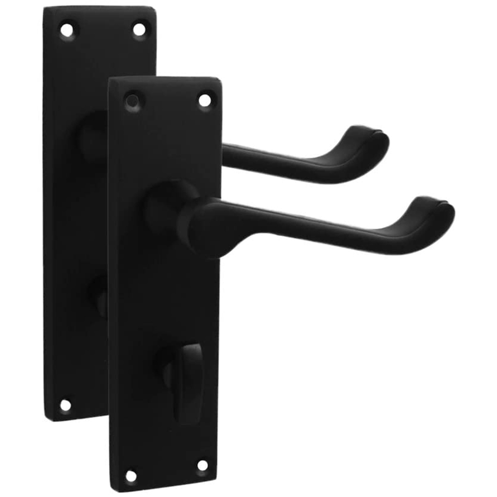 Golden Grace Matt Black Victorian Scroll Bathroom Door Handle Pair 150 x 40mm Image 2