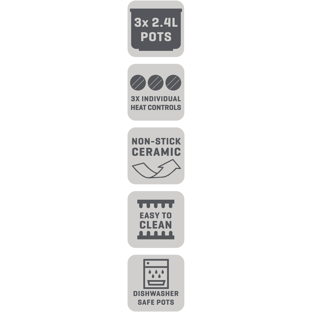 Daewoo Triple Slow Cooker with 3 Pots 300W Image 5