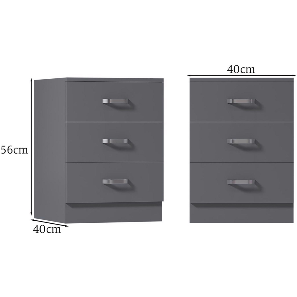 FWStyle Tunis 3 Drawer Matt Grey Chest of Drawer Image 7