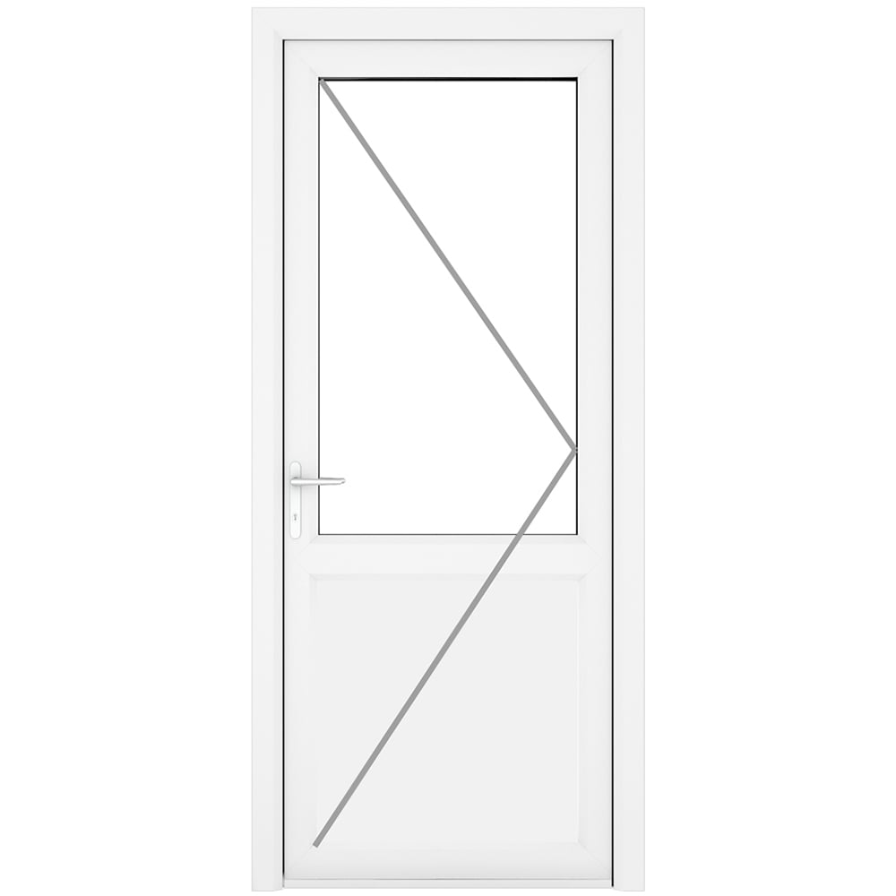 Crystal uPVC Triple Glazed Door Half Glass Half panel Right hand White Clear Glass 890x2090mm Image 2