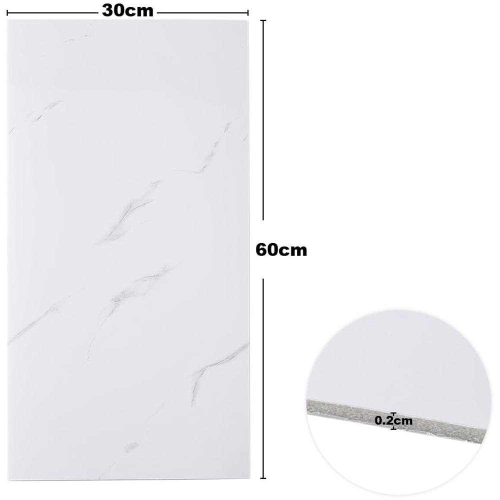 Living and Home White Marble Peel and Stick Wall Sticker 60 x 30cm 10 Pack Image 8