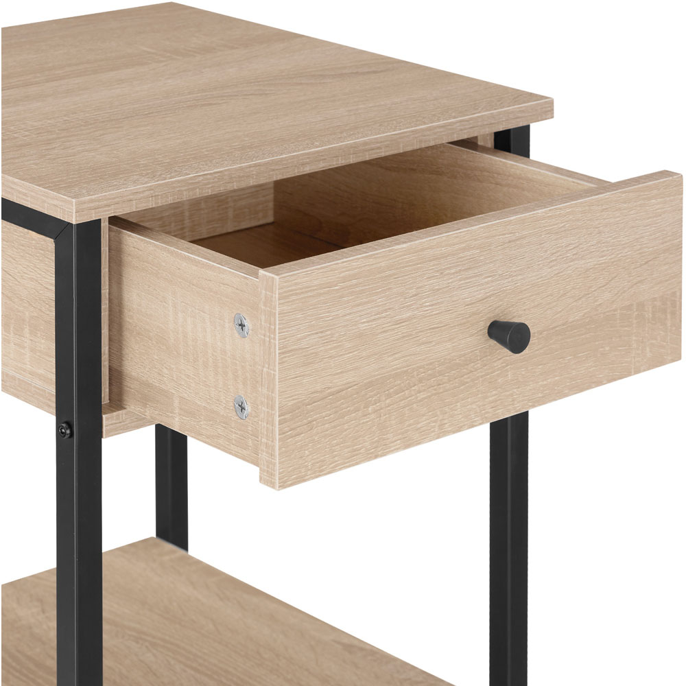 tectake Bradford Single Drawer Light Wood Oak Sonoma Bedside Table Image 6