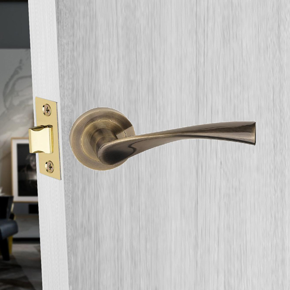 Golden Grace Antique Brass Astrid Bathroom Door Handle Set Image 2