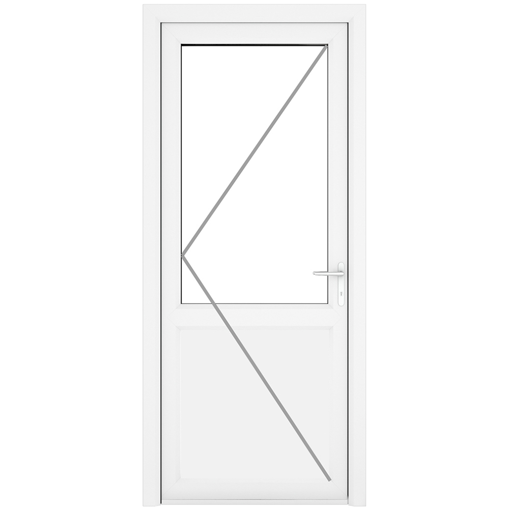 Crystal uPVC Triple Glazed Door Half Glass Half panel Left hand White Clear Glass 840x2090mm Image 2