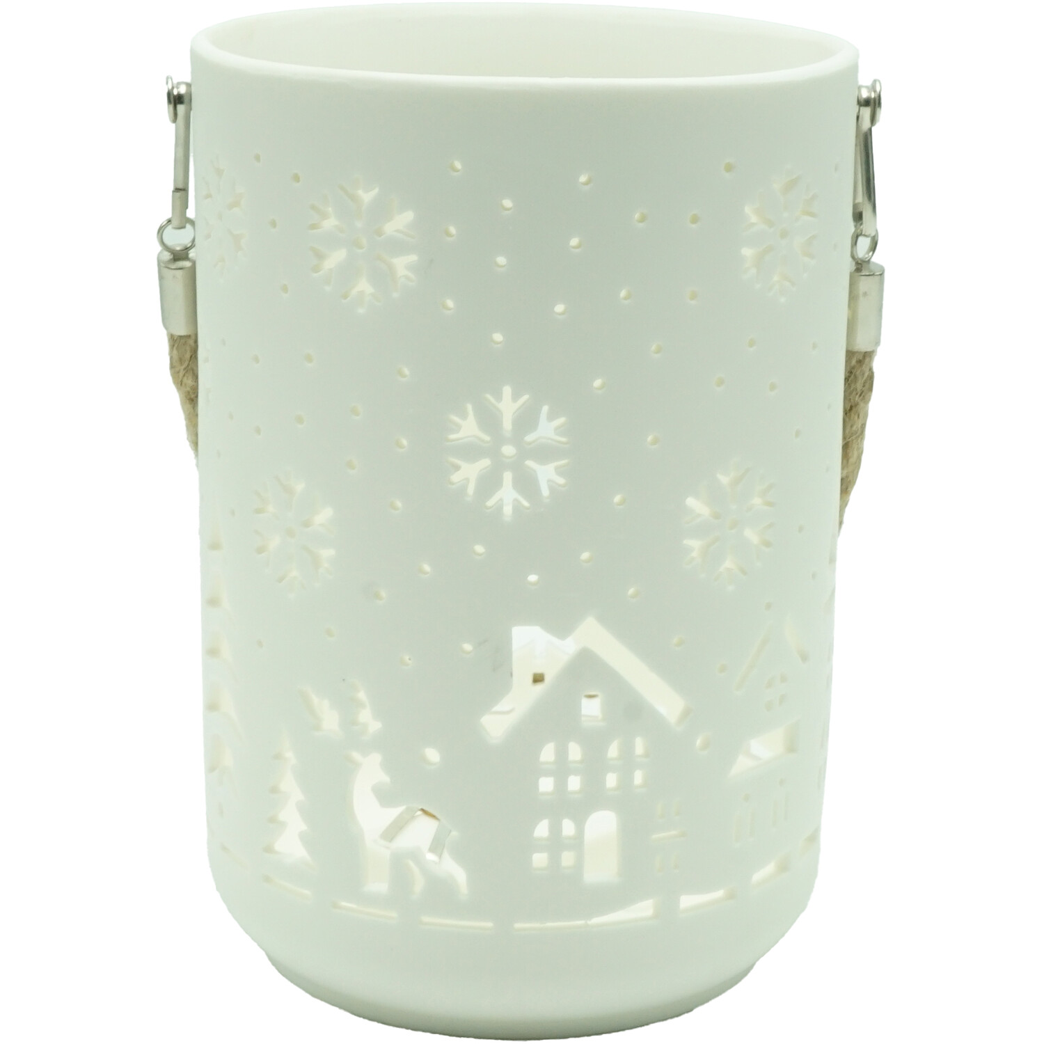LED Snowflake House Lantern White Image 11