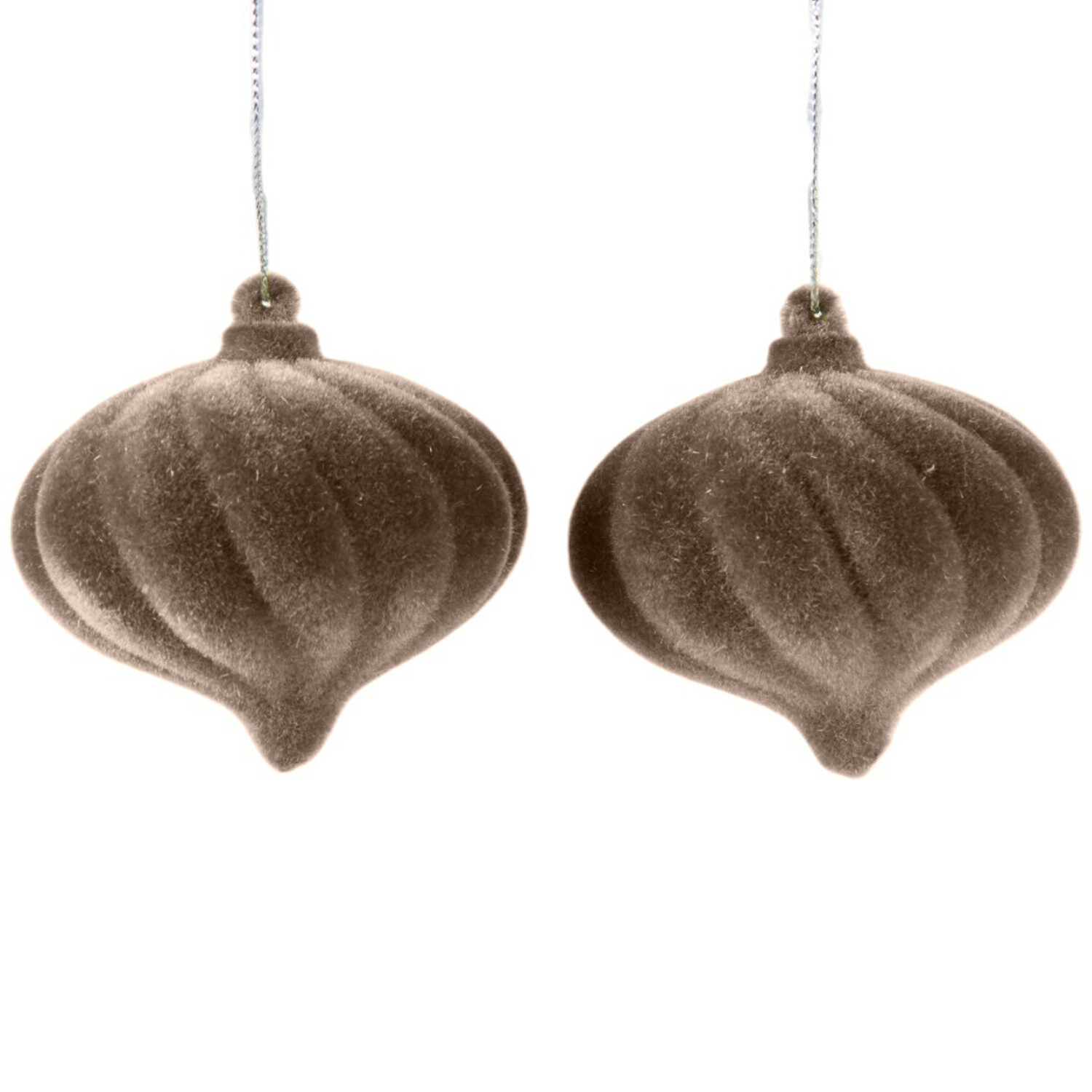 Set of 2 Flocked Onion Baubles Image 6