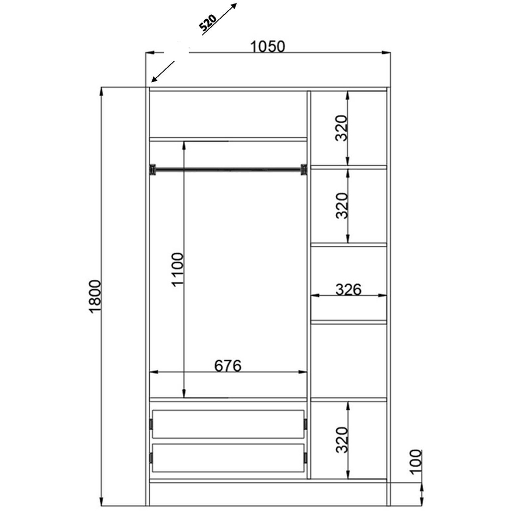 Evu MARIE 3 Door 2 Drawer Gold and White Wardrobe Image 7