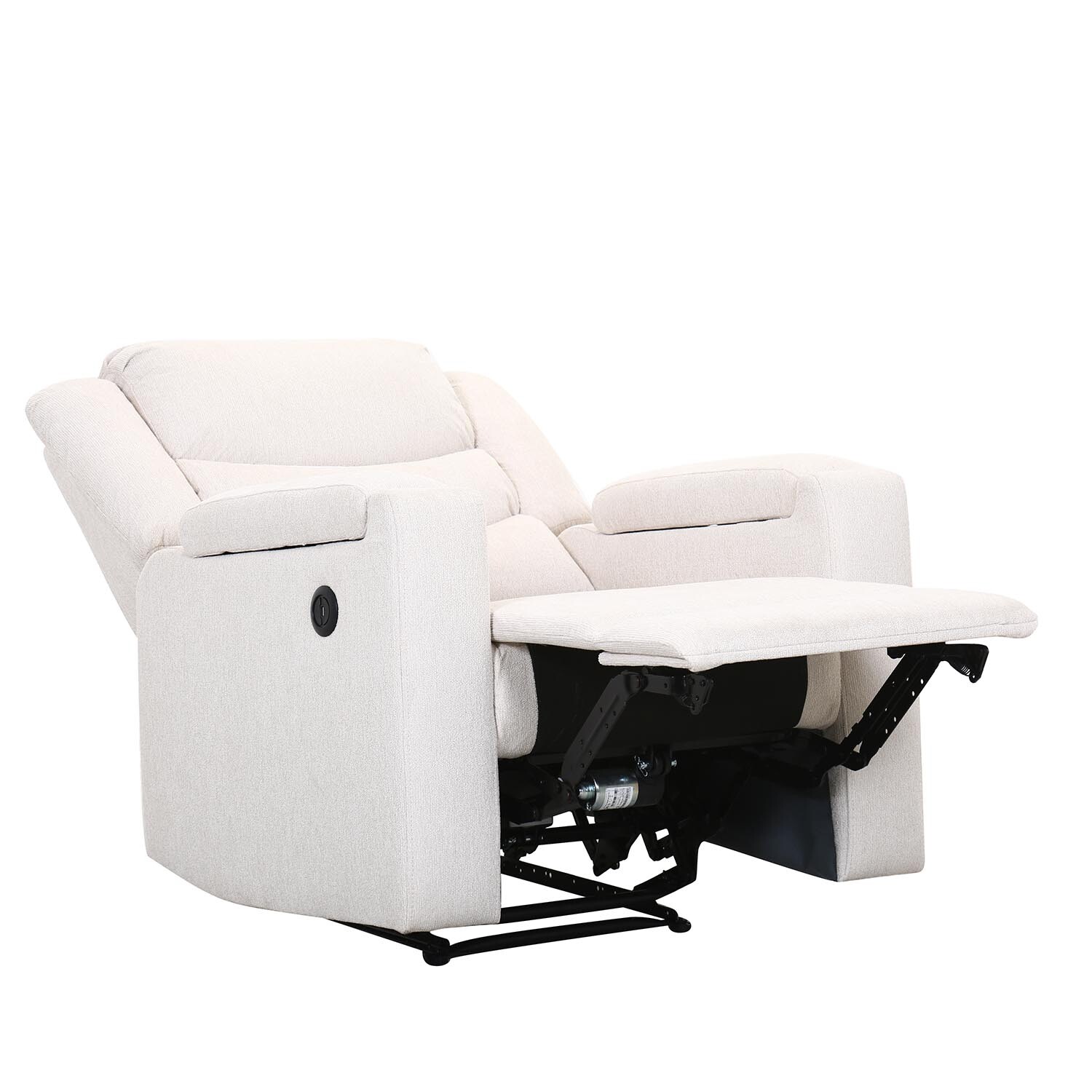 Heritage Ivory Fabric Manual Recliner Chair with Footrest Image 10