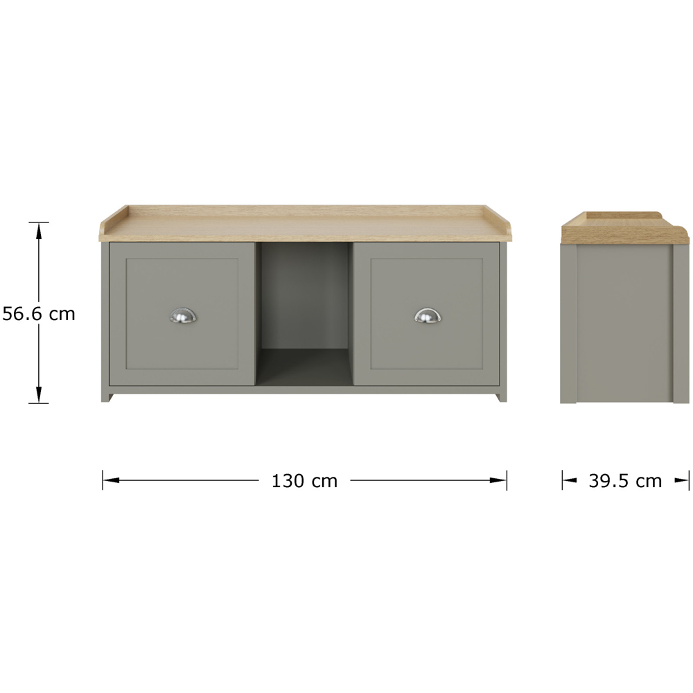 GFW Lancaster 2 Door Grey and Oak Shoe Bench Image 8