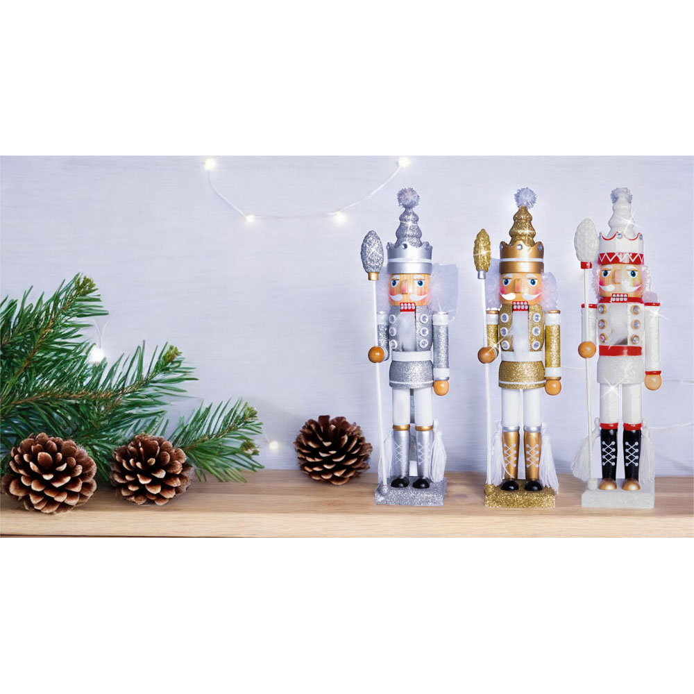 St Helens White Glitter Nutcracker 40cm Image 5