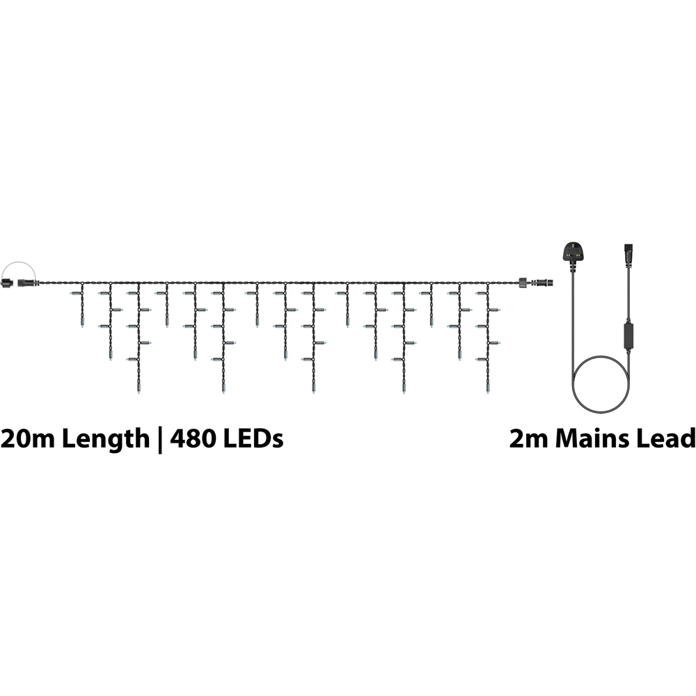 Eagle Connect 480 Cool White LED Black Icicle Light 20m Image 7