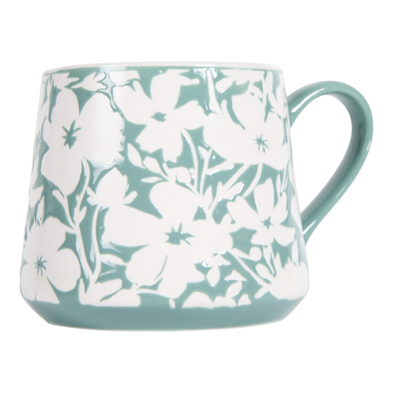 Floral Stoneware Mug 400ml Green Image 3