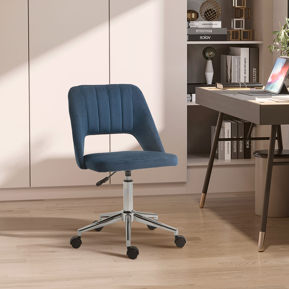 Portland Dark Blue Scallop Mid-Back Swivel Office Chair Image 4