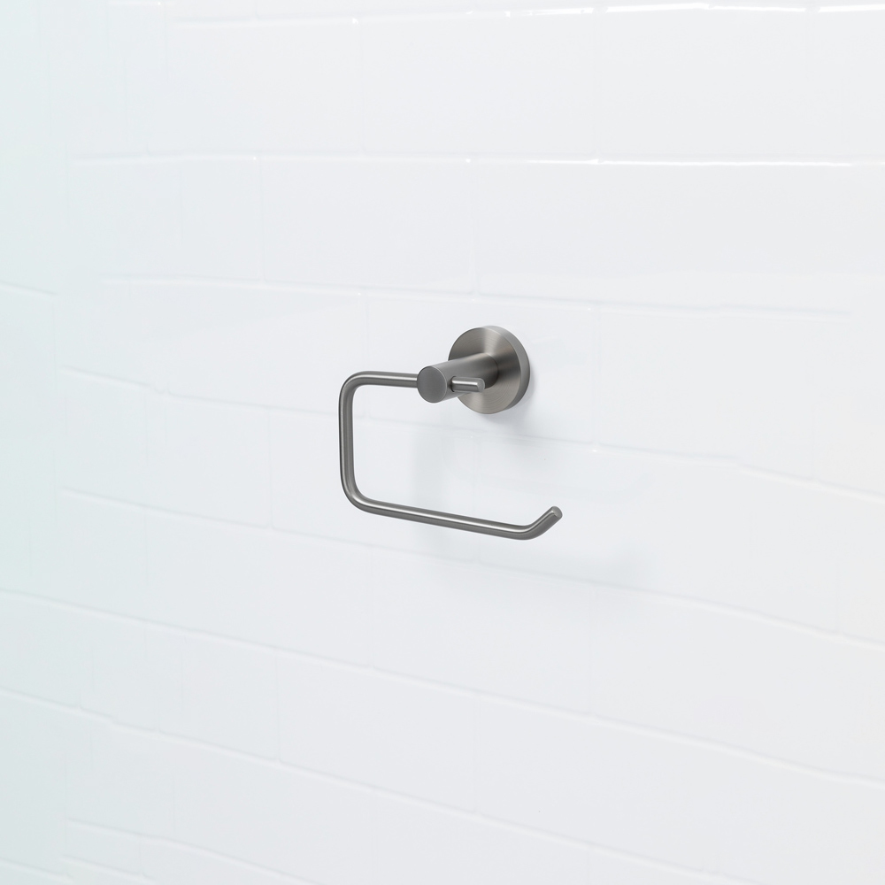 Bristan Solid Brass Gun Metal Grey Wall Mounted Toilet Roll Holder Image 2