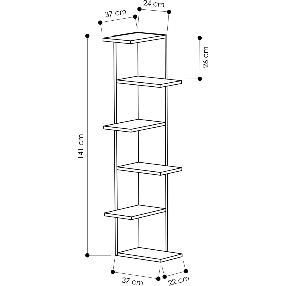 Decortie Saso White and Mocha Grey 5 Tier Medium Corner Display Unit Image 4