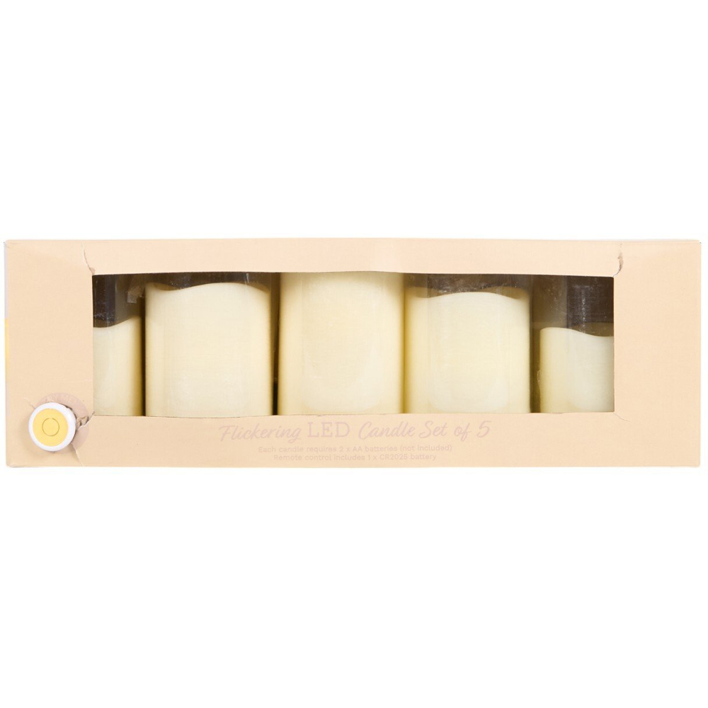 Set of 5 Flickering LED Candles - Ivory Image 3