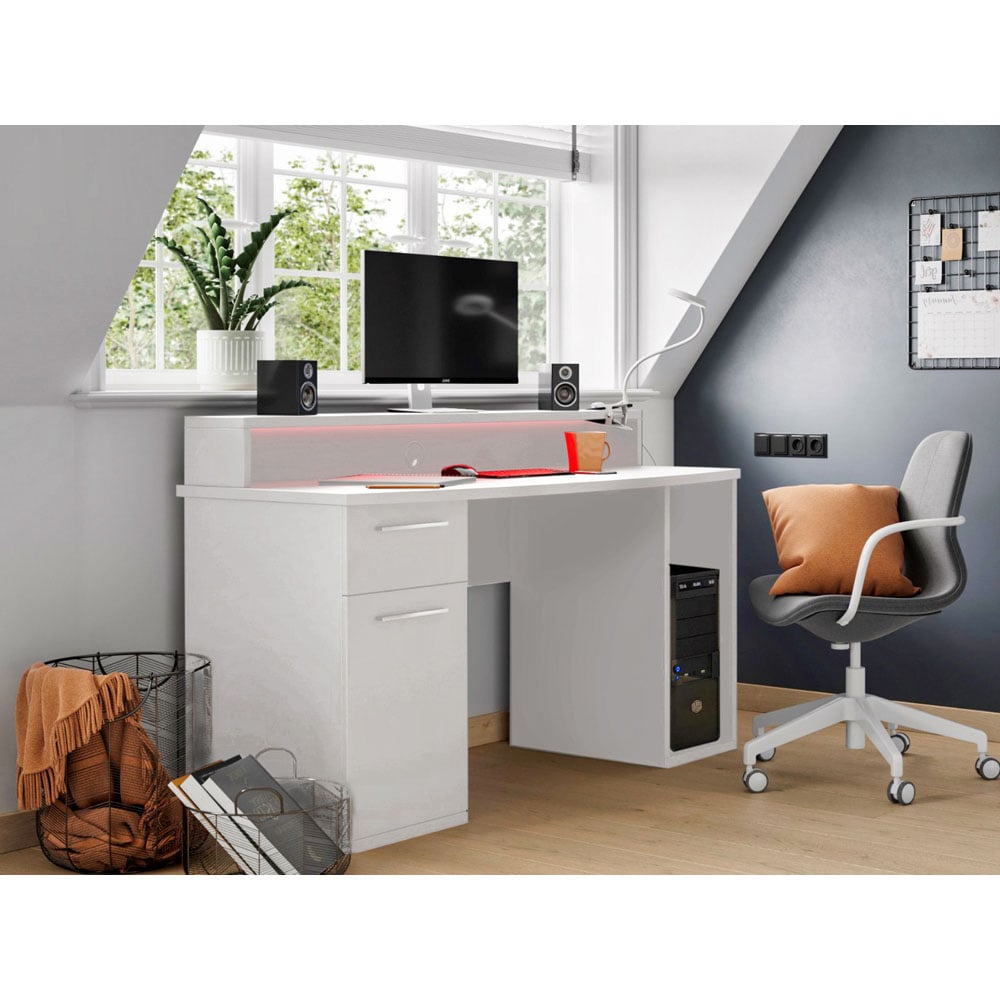 Flair Power Z Compact White LED Gaming Desk Image 8