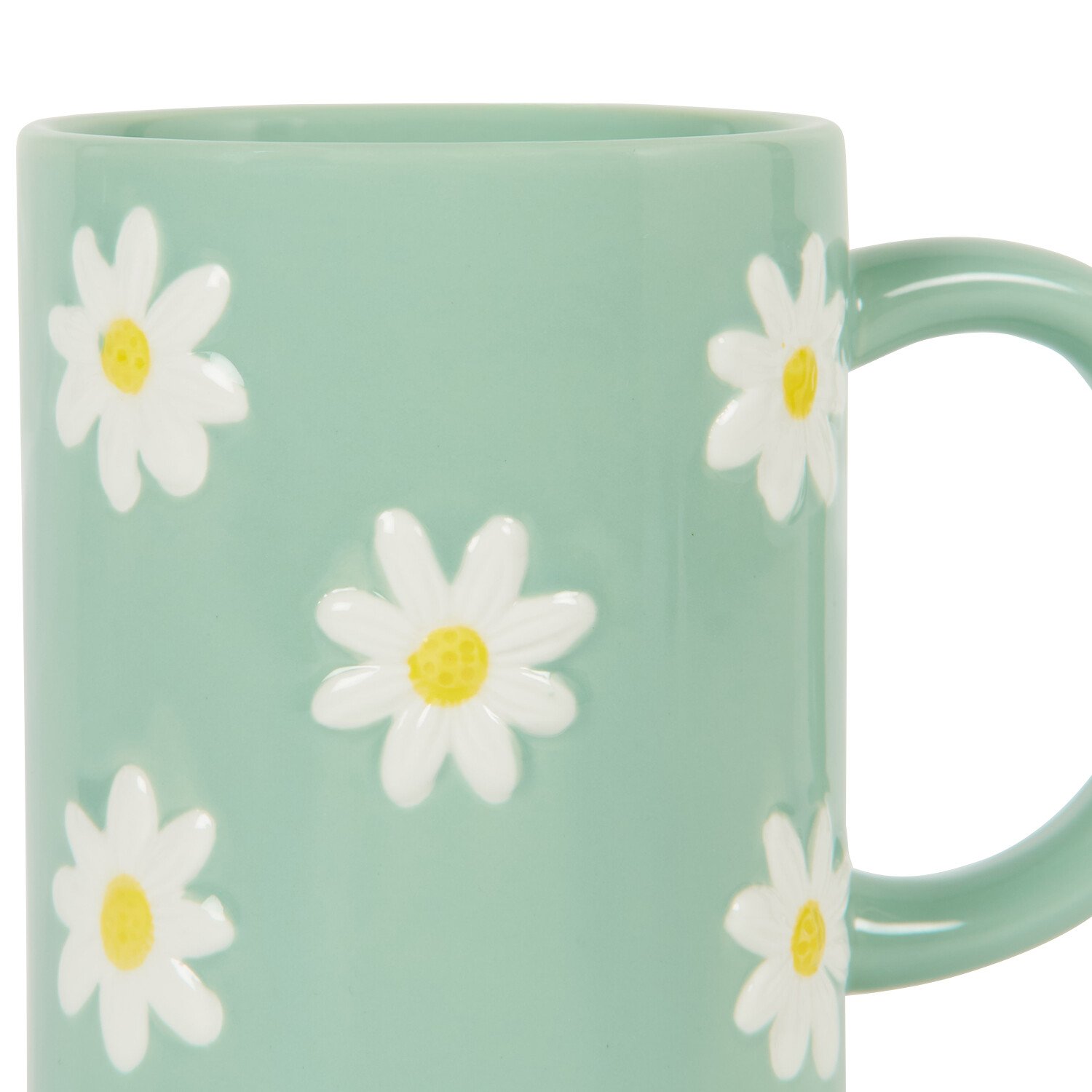 Daisy Handpainted and Embossed Mug - Green Image 3
