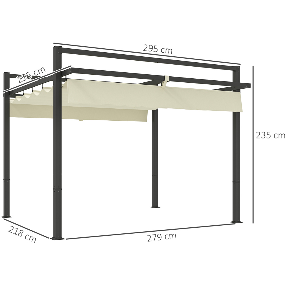 Outsunny 3 x 3m Khaki Aluminium Frame Pergola with Retractable Roof Image 9