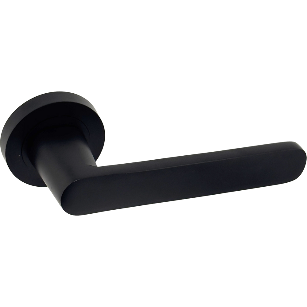 AXS Hardware Harlem Black Latch Door Handles on Rose Image 4