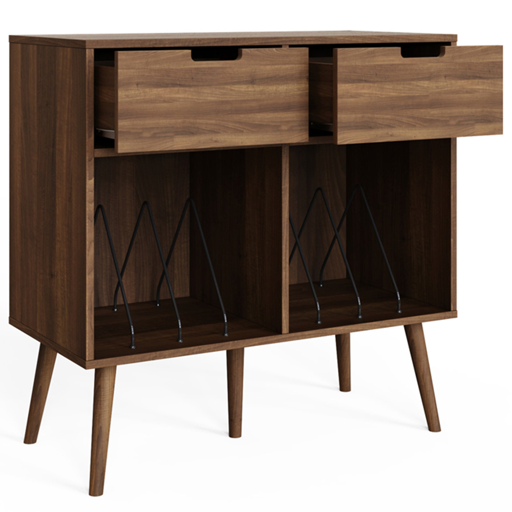 GFW Jaxon 2 Drawer 2 Shelf Walnut Turntable Stand Image 4
