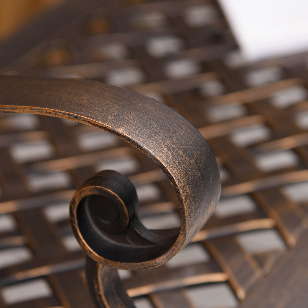 Outsunny 2 Seater Bronze Cast Aluminium Antique Bench with Armrest Image 3