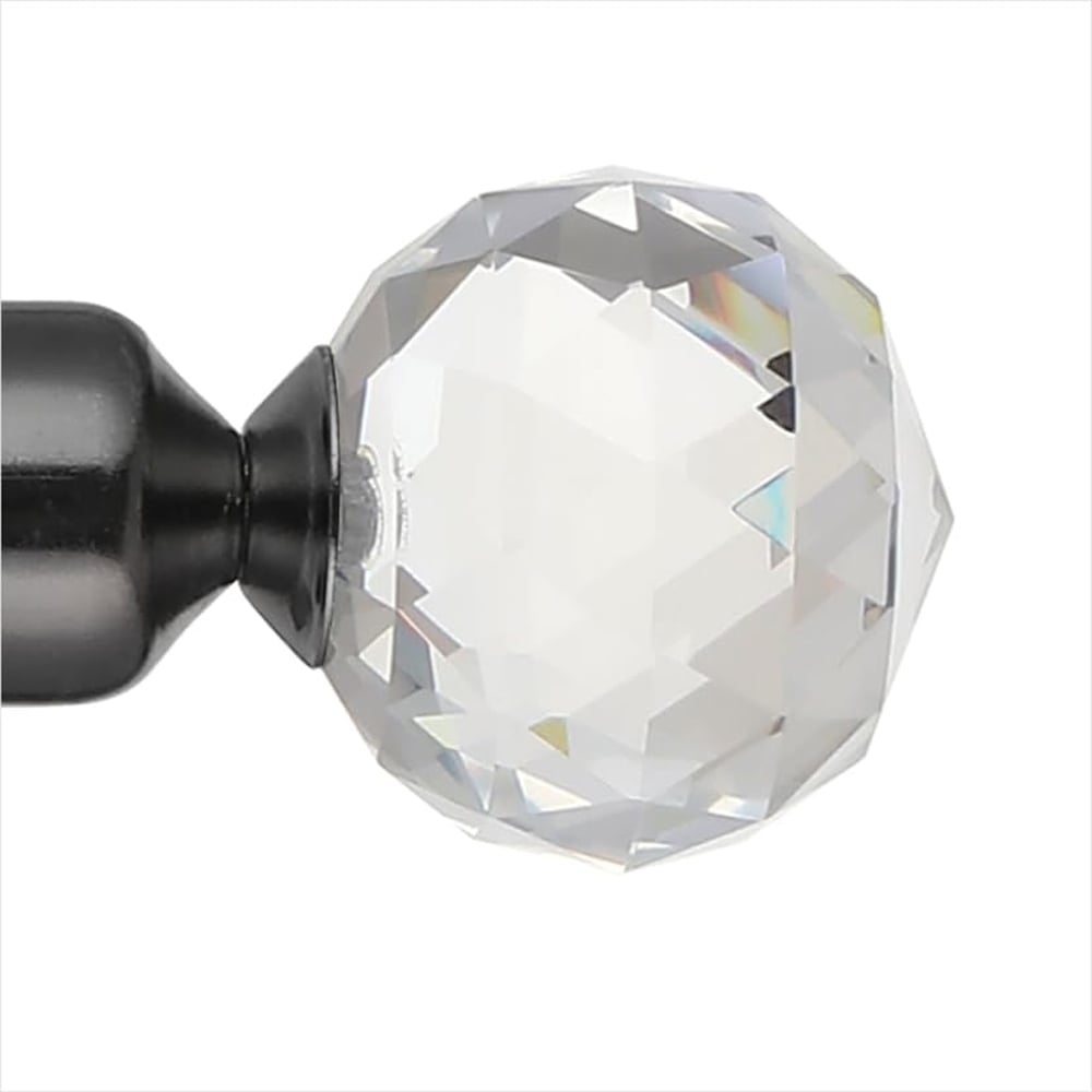 Home Treats 40 to 144cm Extendable Black Nickel Metal Crystal Curtain Pole Image 3