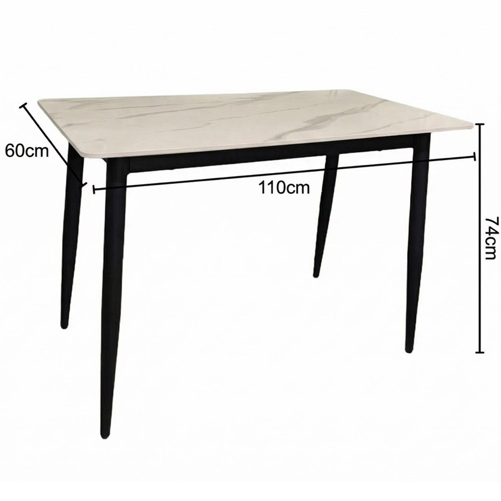 FWStyle Nova 4 Seater Sintered Stone Marble Effect Heat Resistant Fixed Top Dining Table Cream Image 5