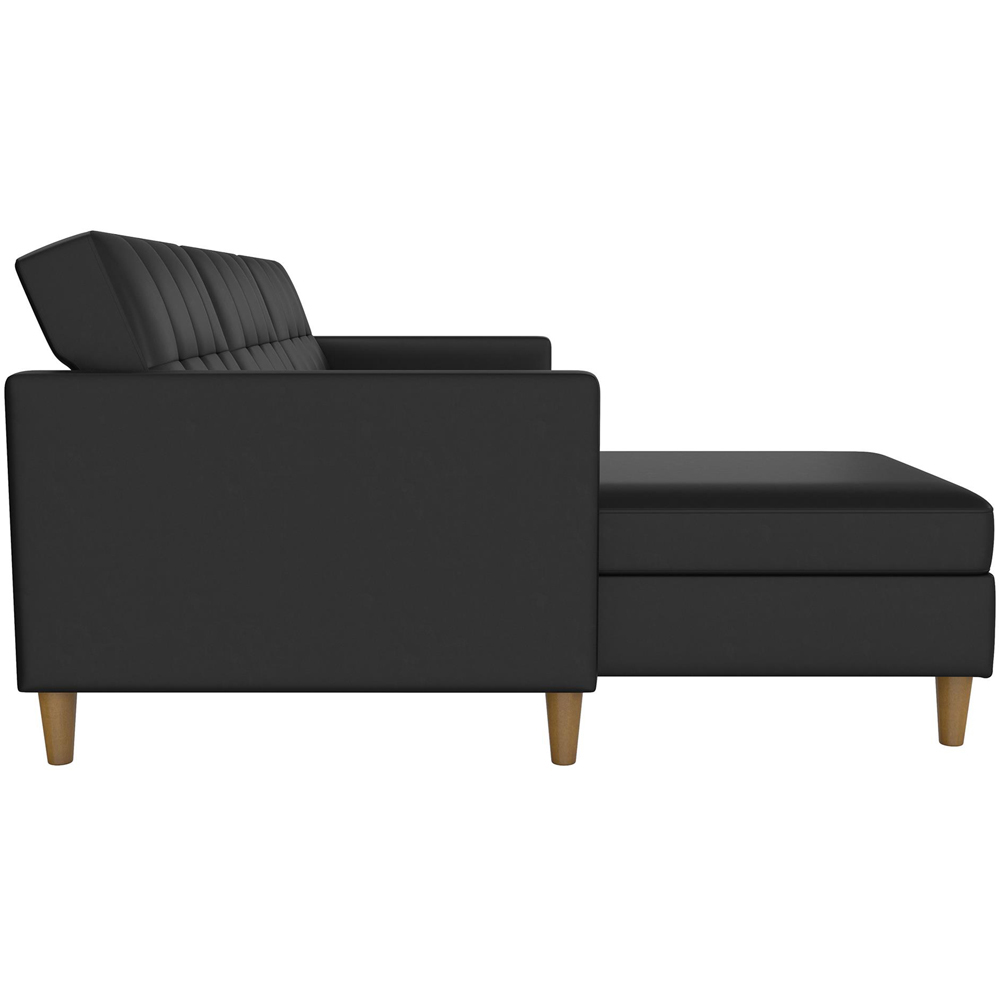 Dorel Hartford 3 Seater Black Faux Leather Storage Sectional Sofa Bed ...