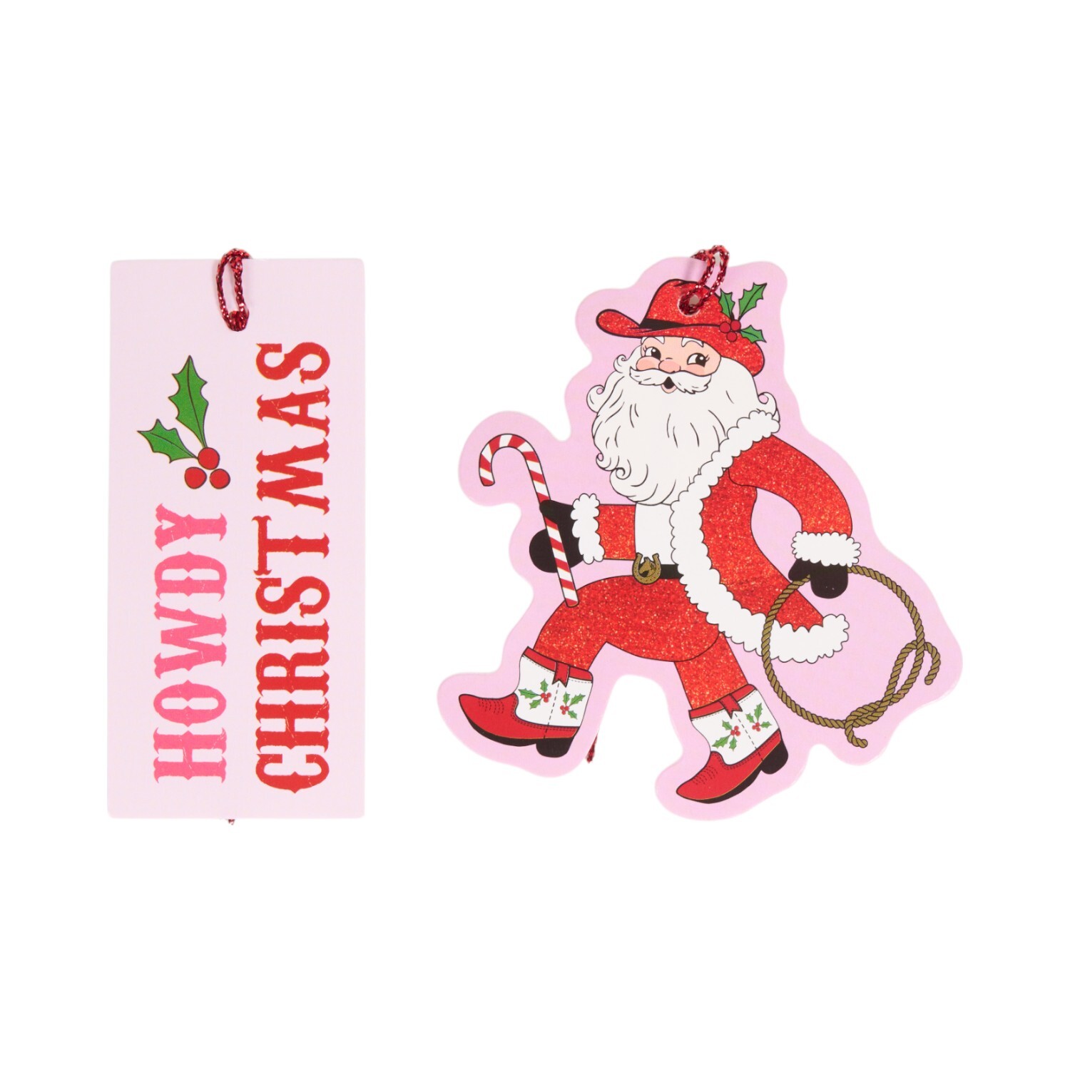 Pack of 12 Santa Cowboy Gift Tags Pink Image 2