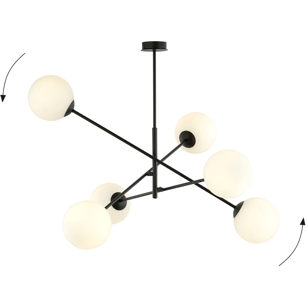 Emibig Linear 6 Light White Shade Black Pendant Lamp Image 5