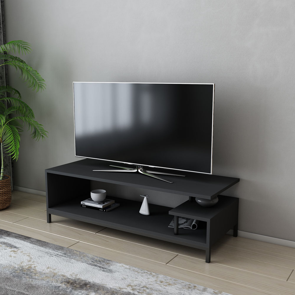 Decorotika Reilly 2 Shelf Black and Anthracite TV Unit Image 4