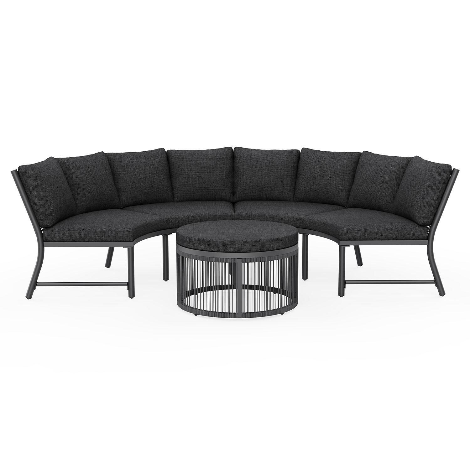 Malay Rowena Curved Sofa Set - Black Image 2