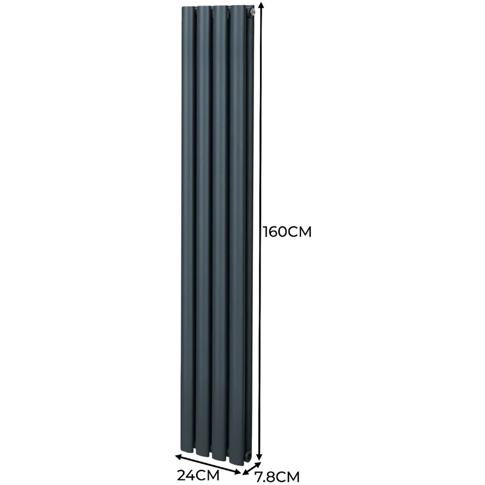 Monster Shop 2797BTU Anthracite Grey Oval Column Radiator 1600 x 240mm Image 6