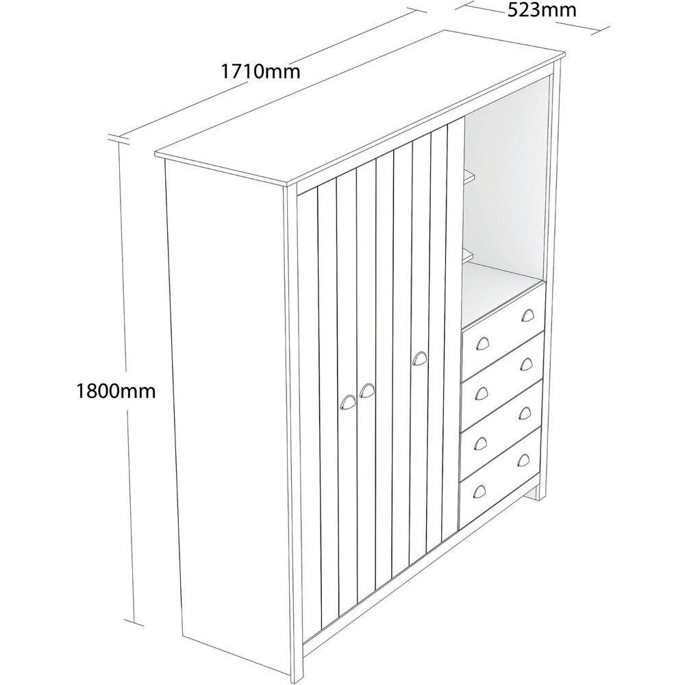 Lexington 3 Door 4 Drawer Cream Combination Wardrobe Image 4