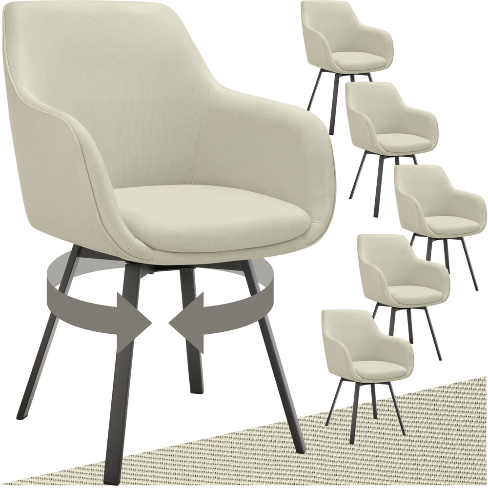 tectake Hellen Set of 4 Cream and Black Shell Shaped Velvet Accent Chair Image 2