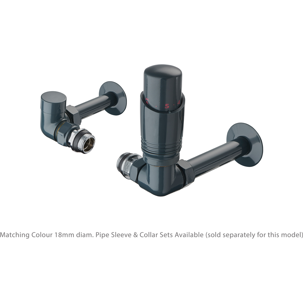 Terma Cylindrical Anthracite 3-Axis Thermostatic Radiator Valve and Lockshield Set Image 4